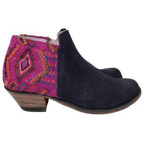 Embroidered Aztec Tapestry Booties Women's Multicolor Suede Southwestern 9.5